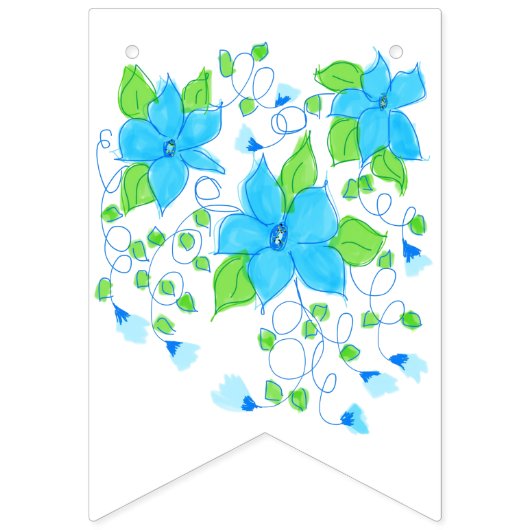 Blauw Happy Birthday Banner (Eerste vlag)