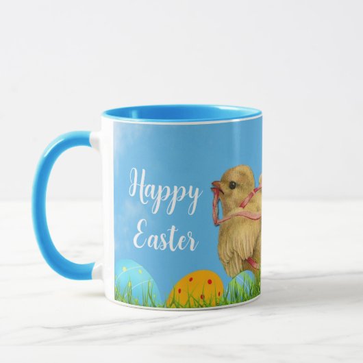 blauw Happy Easter Baby Chicken Combo Mok (Links)