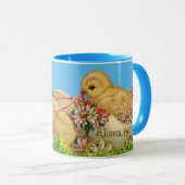 blauw Happy Easter Baby Chicken Combo Mok (Voorkant rechts)