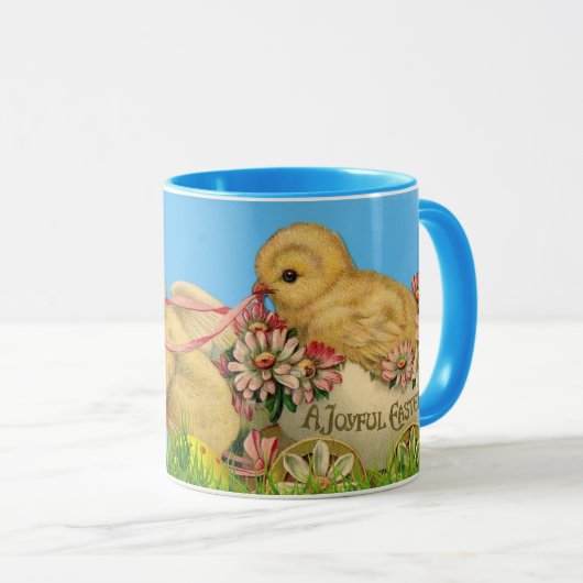 blauw Happy Easter Baby Chicken Combo Mok (Voorkant rechts)