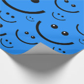 Blauw Happy Face Patroon Print Cadeaupapier (Hoek)