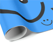 Blauw Happy Face Patroon Print Cadeaupapier (Rol Hoek)