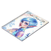 Blauw harige elf magische ijs prinsen sneeuwbos notitieboek (Linkerzijde)