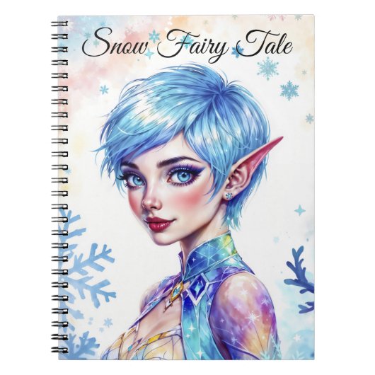 Blauw harige elf magische ijs prinsen sneeuwbos notitieboek (Voorkant)