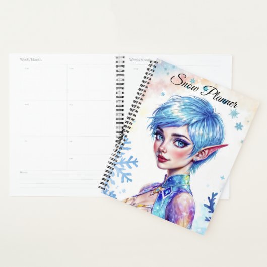 Blauw harige elf magische ijs prinsen sneeuwbos planner (Display)