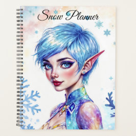 Blauw harige elf magische ijs prinsen sneeuwbos planner