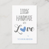 Blauw hart 100% handgemaakt met liefdesofferte visitekaartje (Voorkant)