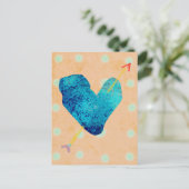 Blauw hart 14 februari feestdagenkaart (Staand voorkant)