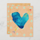 Blauw hart 14 februari feestdagenkaart (Voorkant / Achterkant)