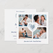 Blauw hart 4 Foto's Verloving Pesse-sessie Save The Date (Voorkant / Achterkant)