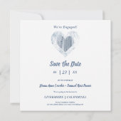 Blauw hart 4 Foto's Verloving Pesse-sessie Save The Date (Achterkant)