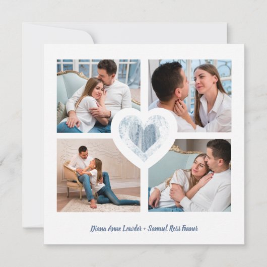 Blauw hart 4 Foto's Verloving Pesse-sessie Save The Date (Voorkant)