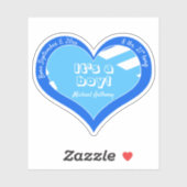 Blauw Hart Baby Aankondiging Sticker (Vel)