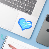 Blauw Hart Baby Aankondiging Sticker (Laptop met iPhone)