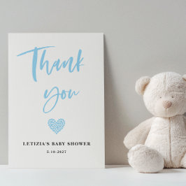 Blauw Hart Baby Shower Bedankkaart