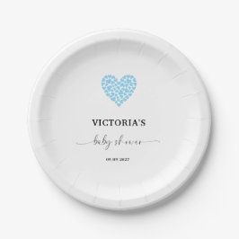 Blauw Hart Baby Shower Feest Papieren Bordje
