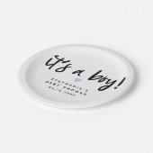 Blauw hart Baby shower | Het is een jongen Papieren Bordje (Gekanteld)