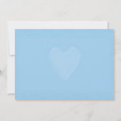 blauw hart; baby shower kaart (Achterkant)