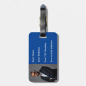 Blauw hart bagagelabel (Achterkant verticaal)