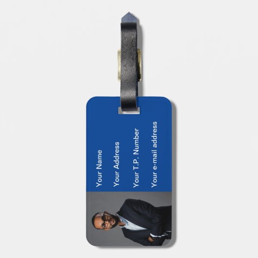 Blauw hart bagagelabel (Achterkant verticaal)