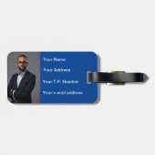 Blauw hart bagagelabel (Achterkant horizontaal)