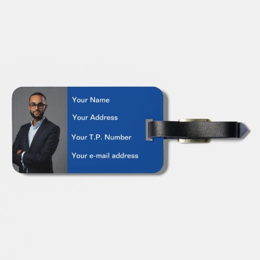 Blauw hart bagagelabel (Achterkant horizontaal)