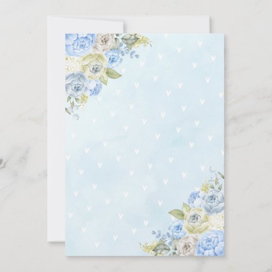 Blauw Hart Ballon Teddybeer Jongen Baby Shower Kaart (Achterkant)