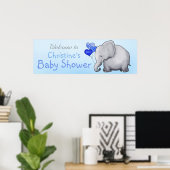 Blauw hart ballonnen Baby shower Poster (Thuiskantoor)