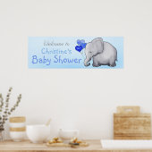 Blauw hart ballonnen Baby shower Poster (Keuken)