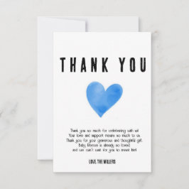 Blauw hart bedankkaart