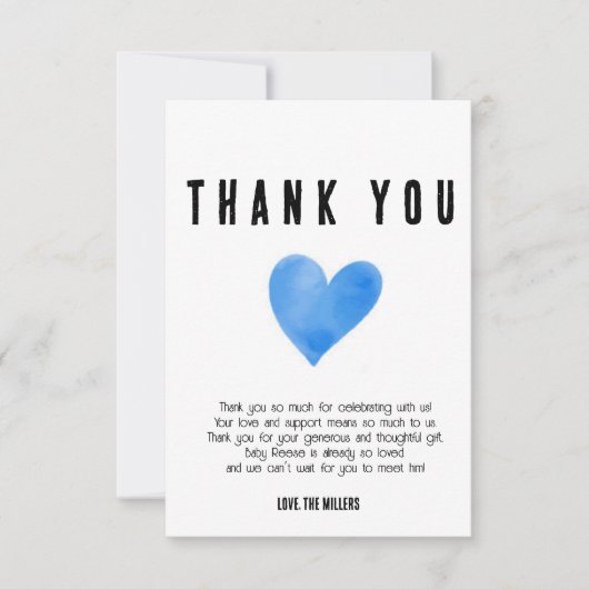 Blauw hart bedankkaart (Voorkant)