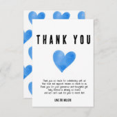 Blauw hart bedankkaart (Voorkant / Achterkant)