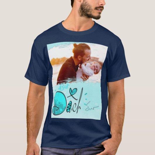 Blauw hart Beste vader ooit Lijst Abstracte Foto T-shirt (Voorkant)