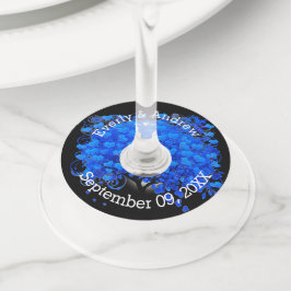 Blauw Hart Blad Boom Trouw Wijn Glas Label