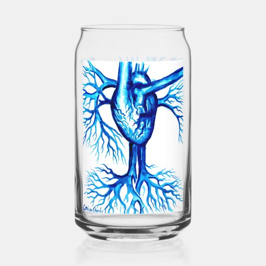 Blauw hart blikvorm glas (Voorkant)