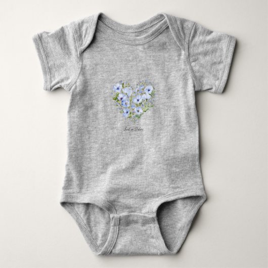 Blauw Hart Bloem Baby Body Romper (Voorkant)