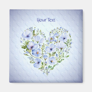 Blauw Hart Bloem Magneet