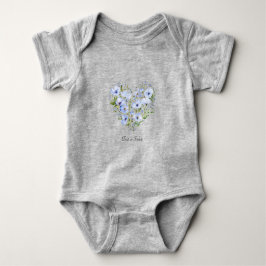 Blauw Hart Bloemen Baby Bodysuit