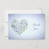 Blauw Hart Bloemen Dank u kaart (Voorkant)