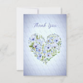 Blauw Hart Bloemen Dank u kaart (Voorkant)