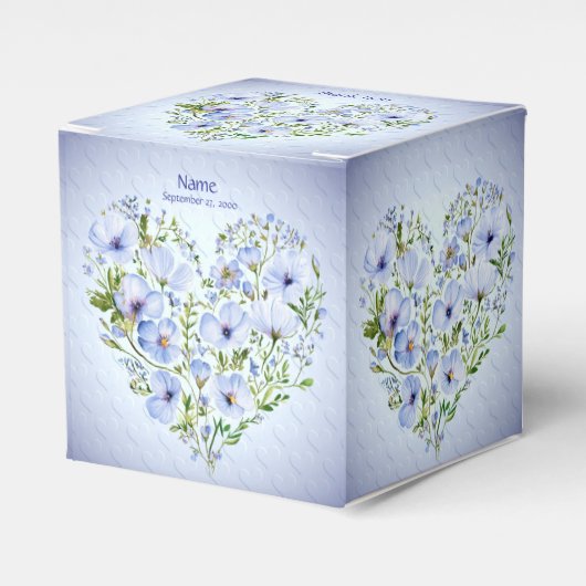 Blauw Hart Bloemen Favoriet Box Bedankdoosjes (Voorkant Zijde)