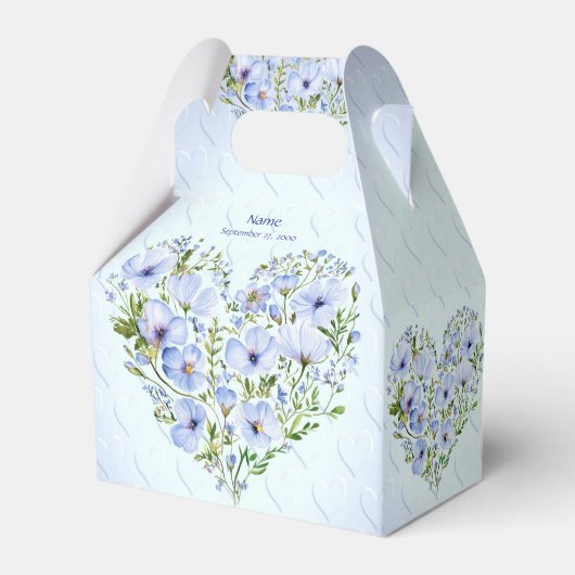 Blauw Hart Bloemen Favoriet Box Bedankdoosjes (Voorkant Zijde)