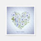 Blauw Hart Bloemen servetten (Voorkant)