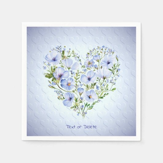 Blauw Hart Bloemen servetten (Voorkant)