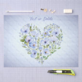 Blauw Hart Bloemweefsel Papier (Craft)