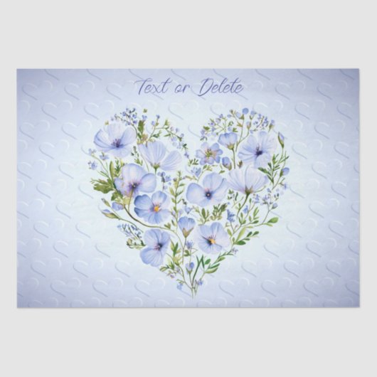 Blauw Hart Bloemweefsel Papier (Voorkant)