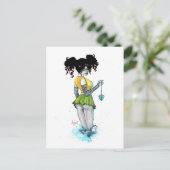 Blauw hart briefkaart (Staand voorkant)