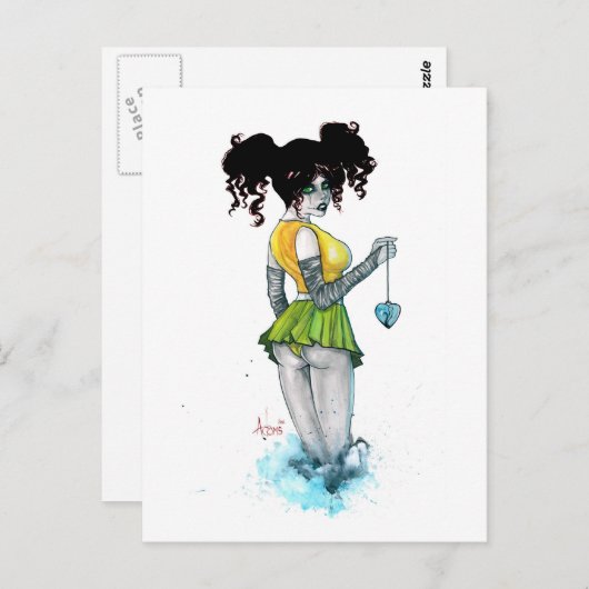 Blauw hart briefkaart (Voorkant / Achterkant)