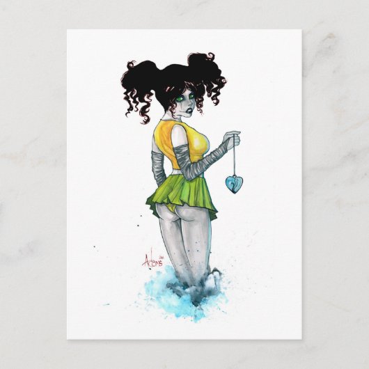 Blauw hart briefkaart (Voorkant)