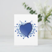 Blauw hart briefkaart (Staand voorkant)
